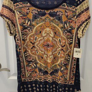 Lucky brand navy blue medallion top